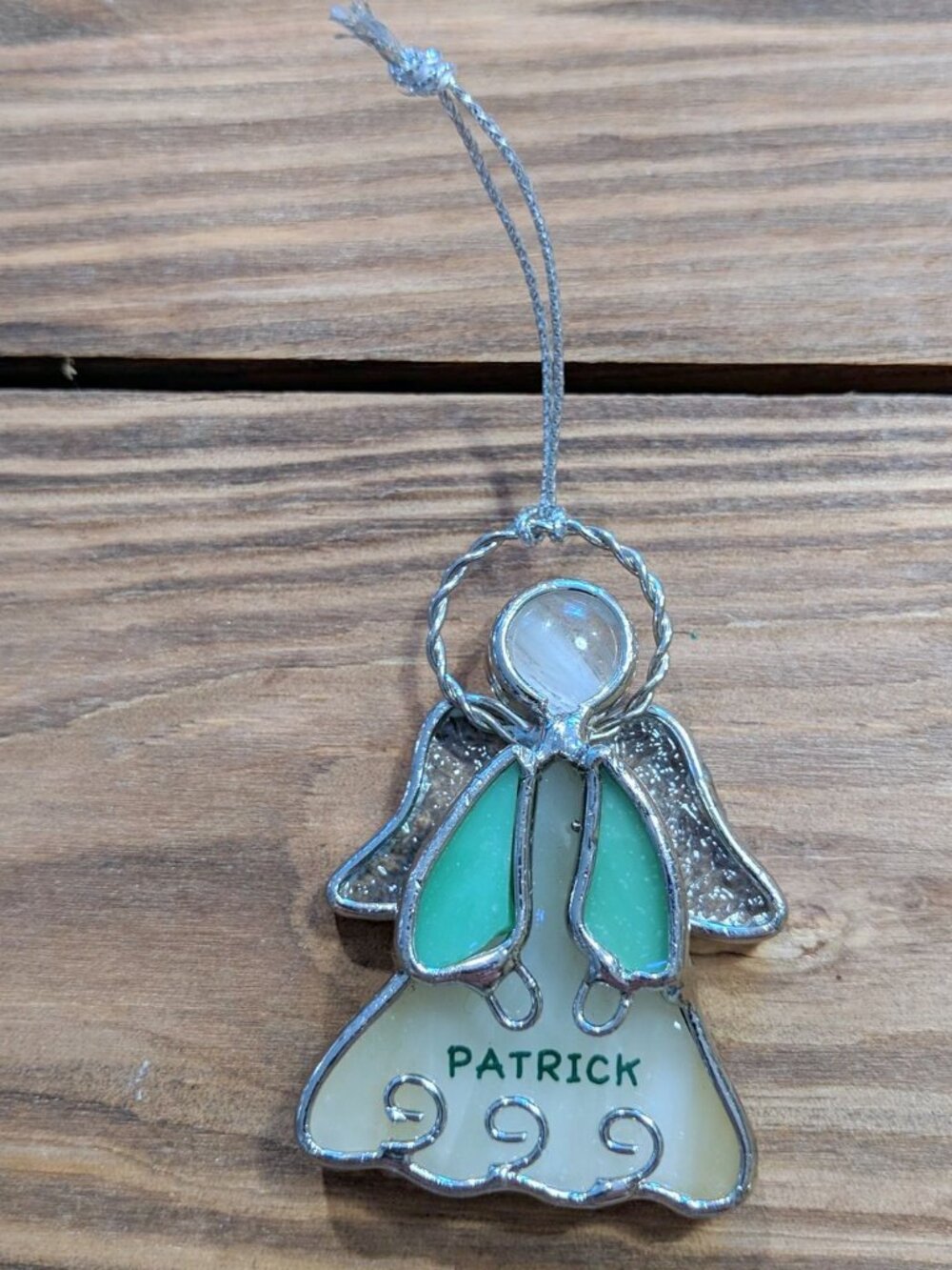 RARE Patrick Angel Green Stained Glass Suncatcher Irish Green Sun Catcher